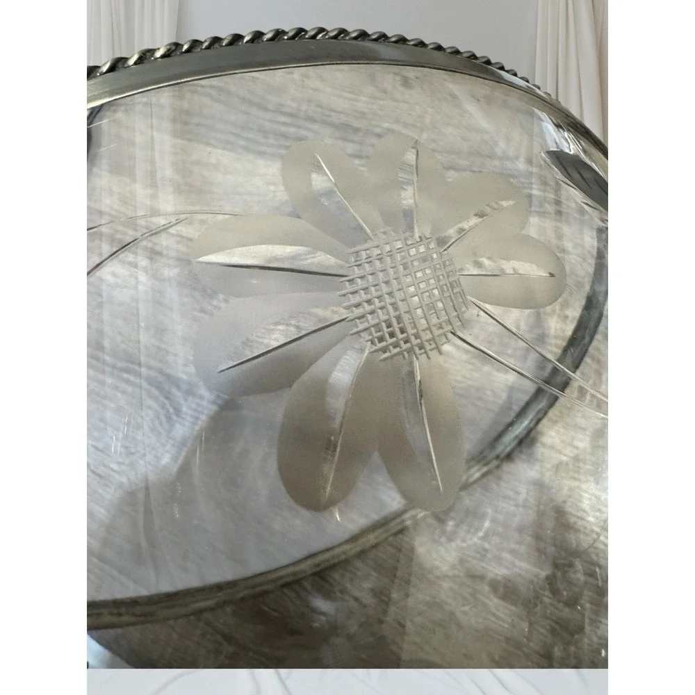 Alfredo Sciarrotta Sterling Silver Modernist Crystal Bowl & Gorham Floral RARE!!